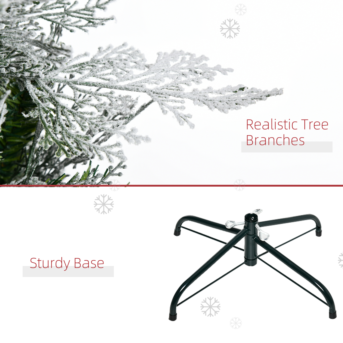6 Foot Snow Flocked Artificial Christmas Tree Holiday with Pencil Shape HOMCOM