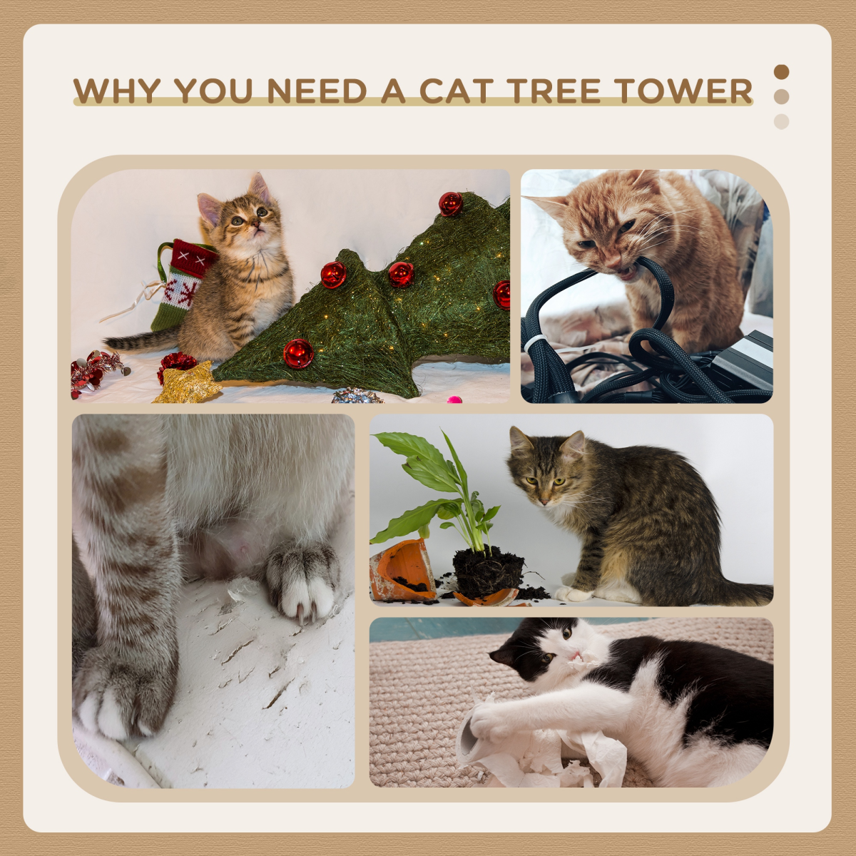 PawHut Cat Tree w/ Sisal Scratching Posts, House, Perches, Toy Mouse - Grey