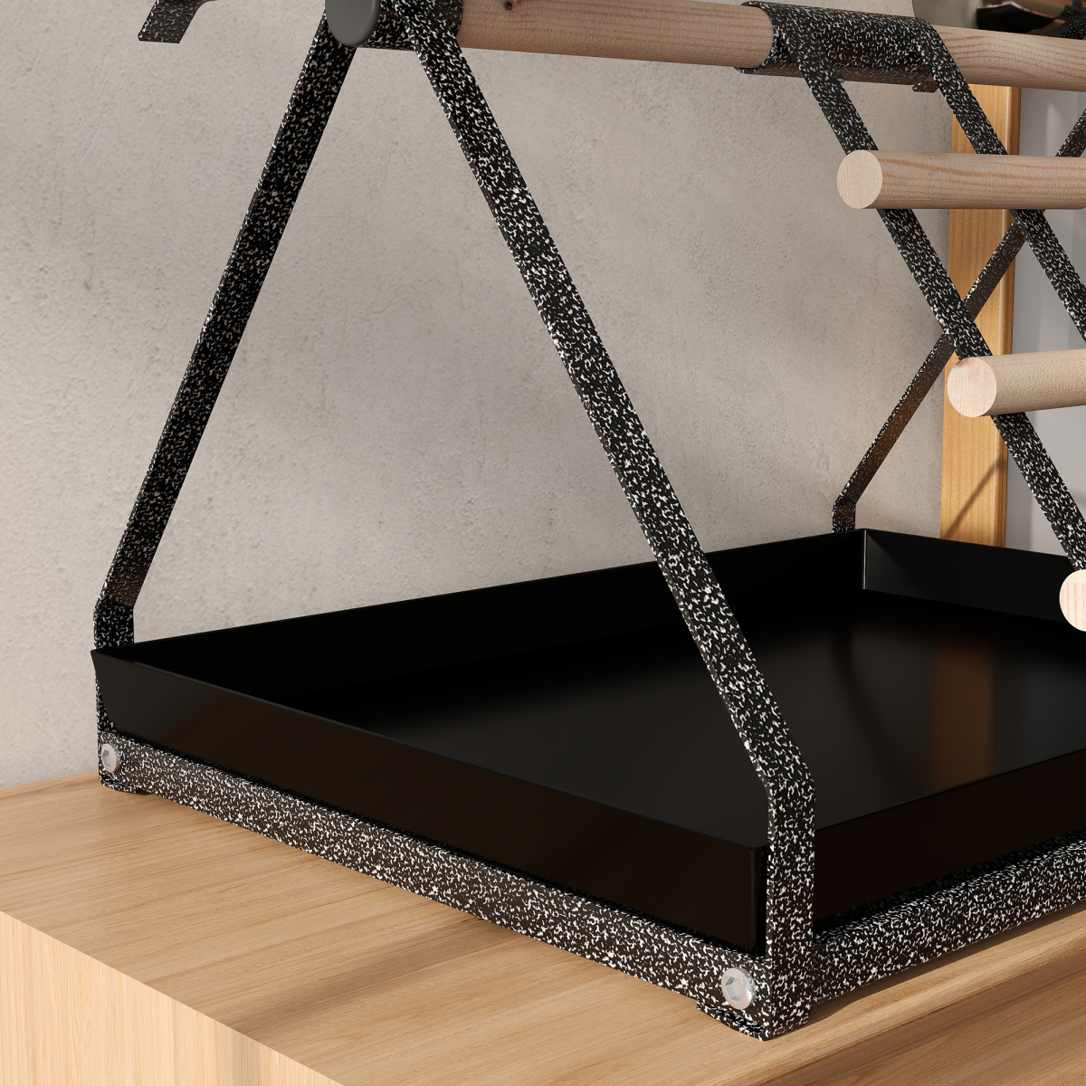 Portable Bird Stand Resting Stainless Steel Base Perch Ladder Bowls