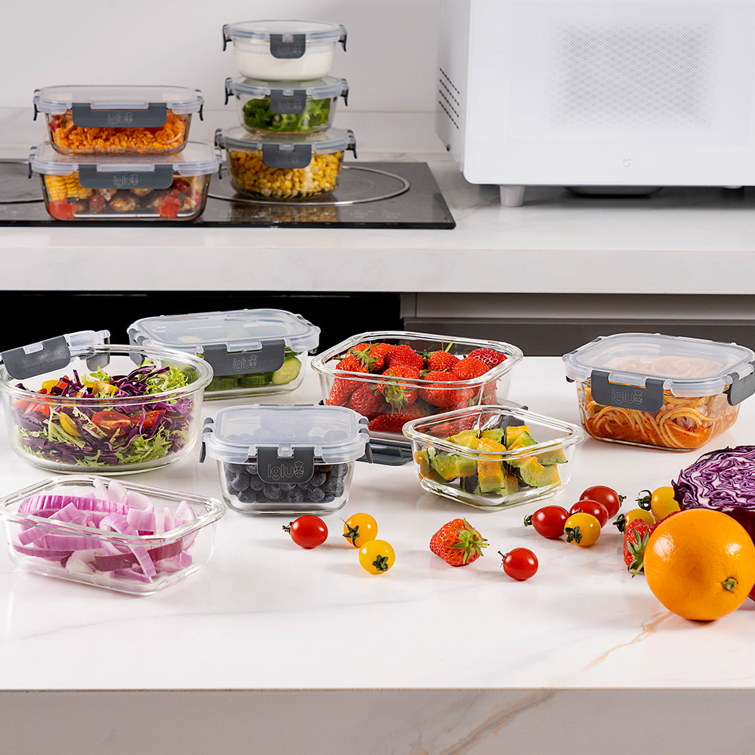 Borosilicate Glass Food Storage Containers with Airtight Lids | 12-Pack Assorted Sizes