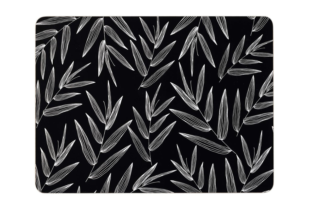 Black and White Leaf Set Of 4 Placemats