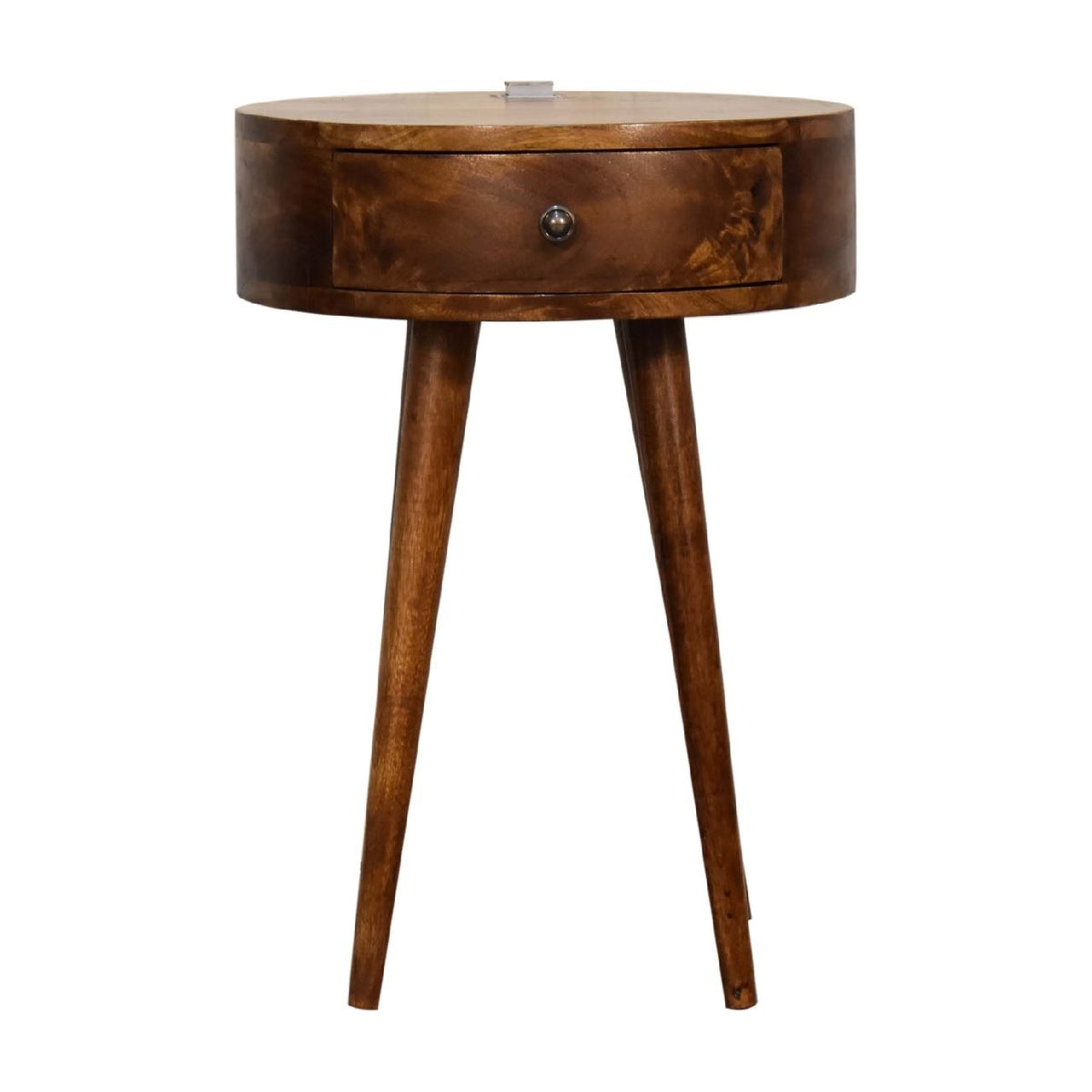 Artisan Single Chestnut Rounded Bedside Table with Reading Light