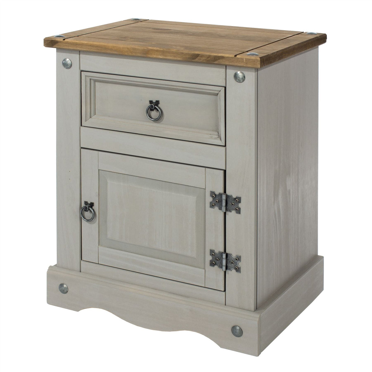 Corona Grey 1 Door 1 Drawer Bedside Cabinet