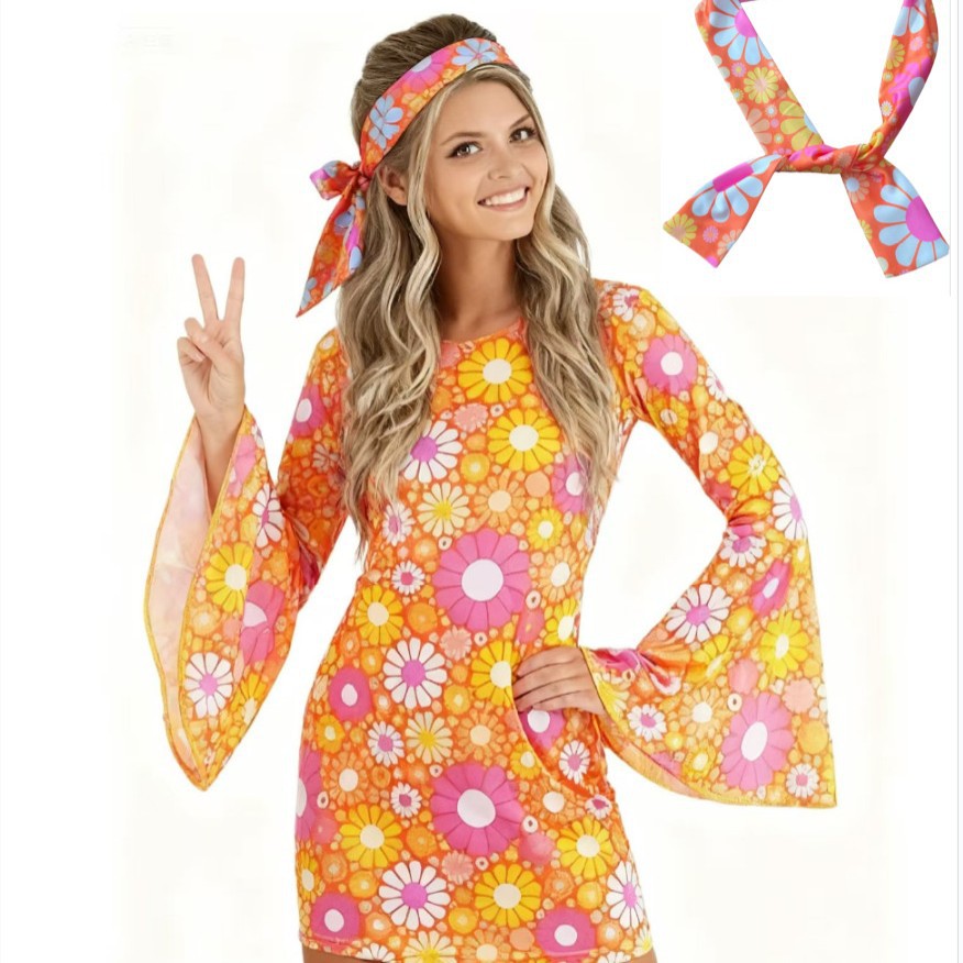 Casual Round Neck Hippie And Disco Fashion
