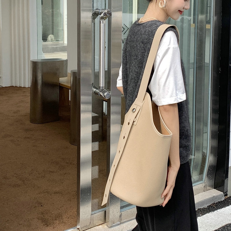 New Genuine Leather Large-capacity Bucket Bag