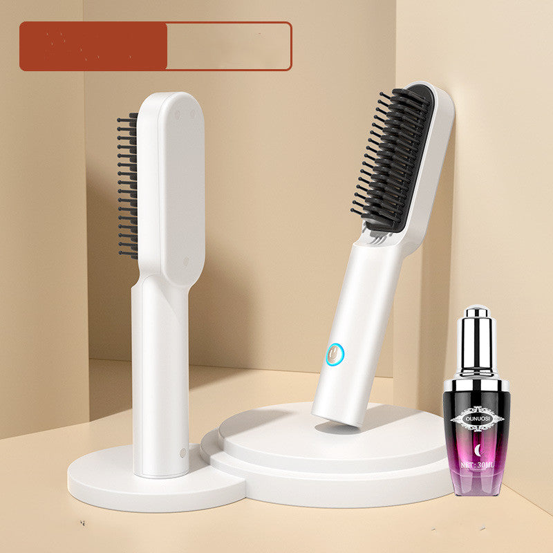 2-in-1 USB Rechargeable Hot Air Comb | Portable Hair Straightener & Curler Brush | 200°C | Travel Hair Styler | Michan Direct