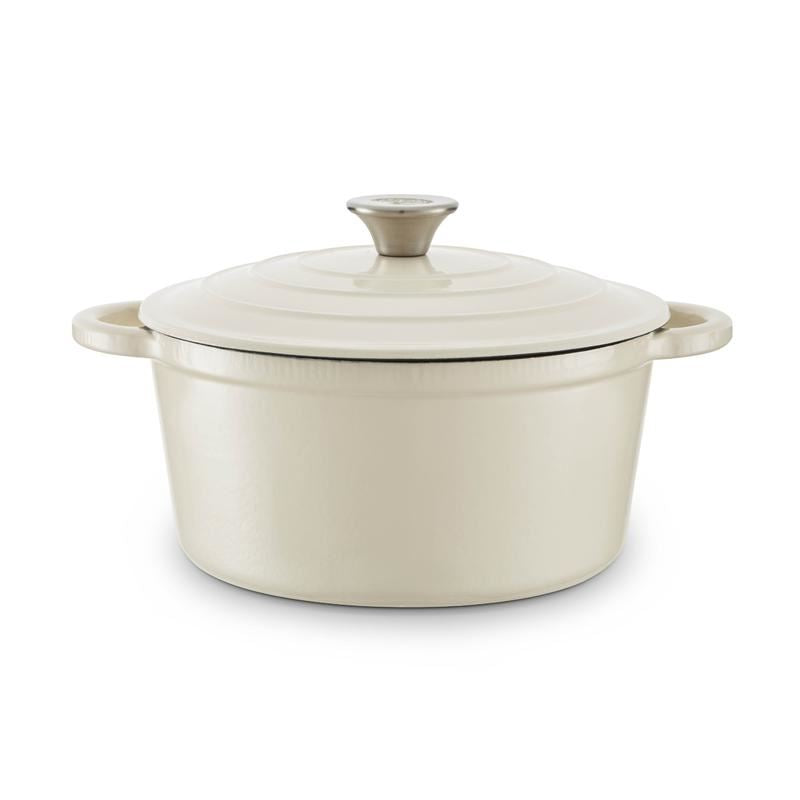 Tower Barbary & Oak Cream 24cm Round Casserole Cast Iron Pan