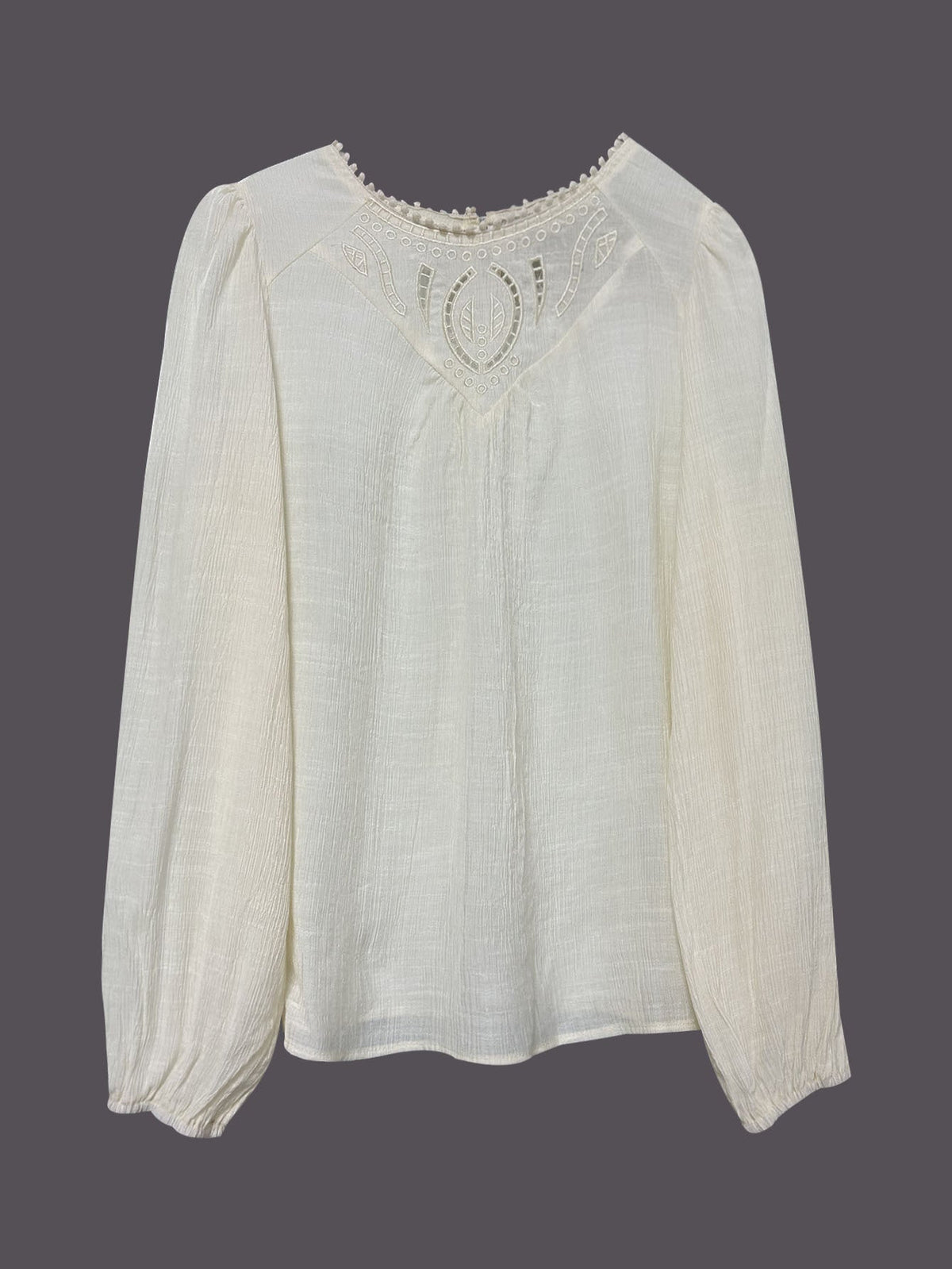 Women's Casual Solid-Color Hollowed-Out Lace Loose Shirt