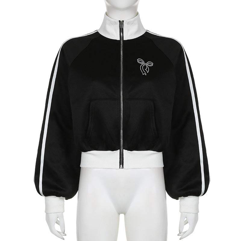 Black And White Color Contrast Patchwork Coat