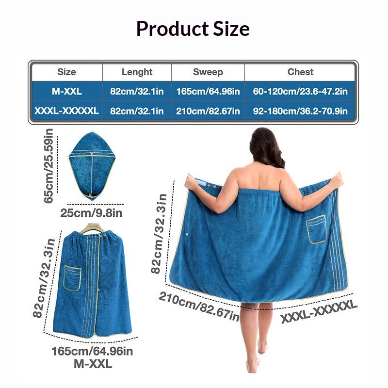 Plus-size Bath Skirt Coral Fleece Bathrobe And Bath Cap Set