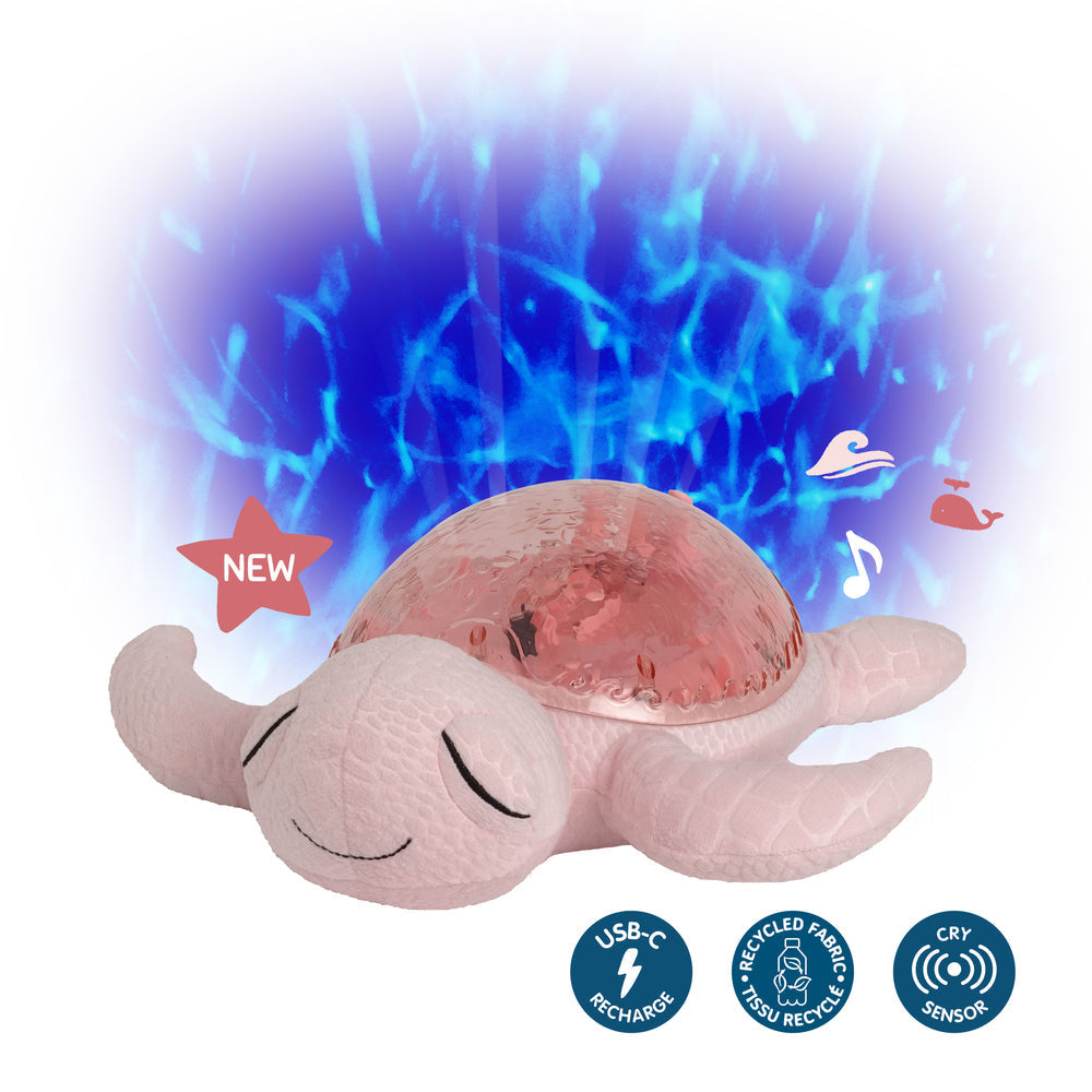 Cloud B Tranquil Turtle Rechargeable Night Light – Ocean Projection & Cry Sensor | Pink