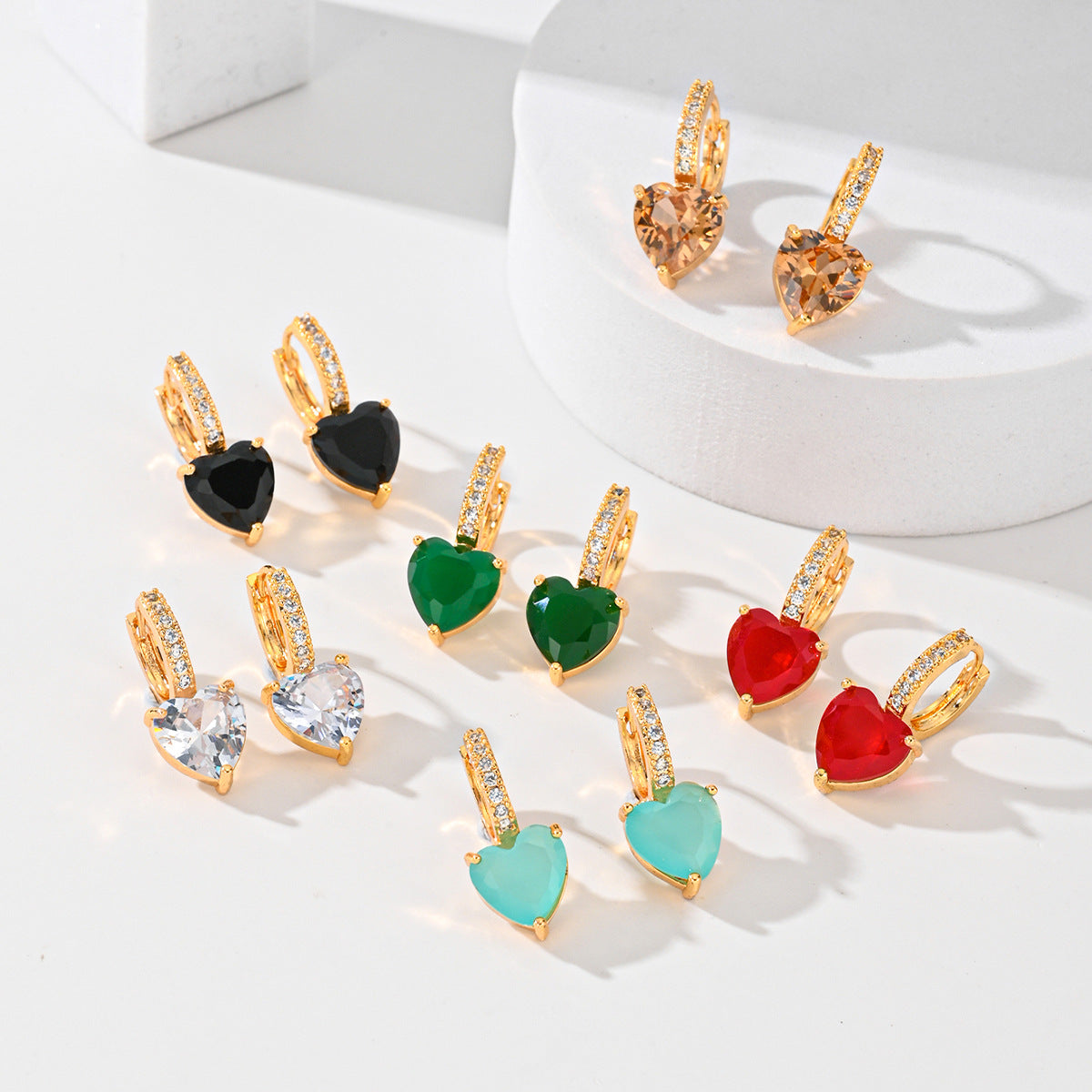 Fashion Multi-color Copper Earrings Studded With Zircon