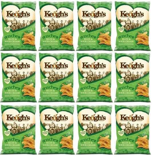 12 x Keogh's Shamrock & Sour Cream Crisps 125g