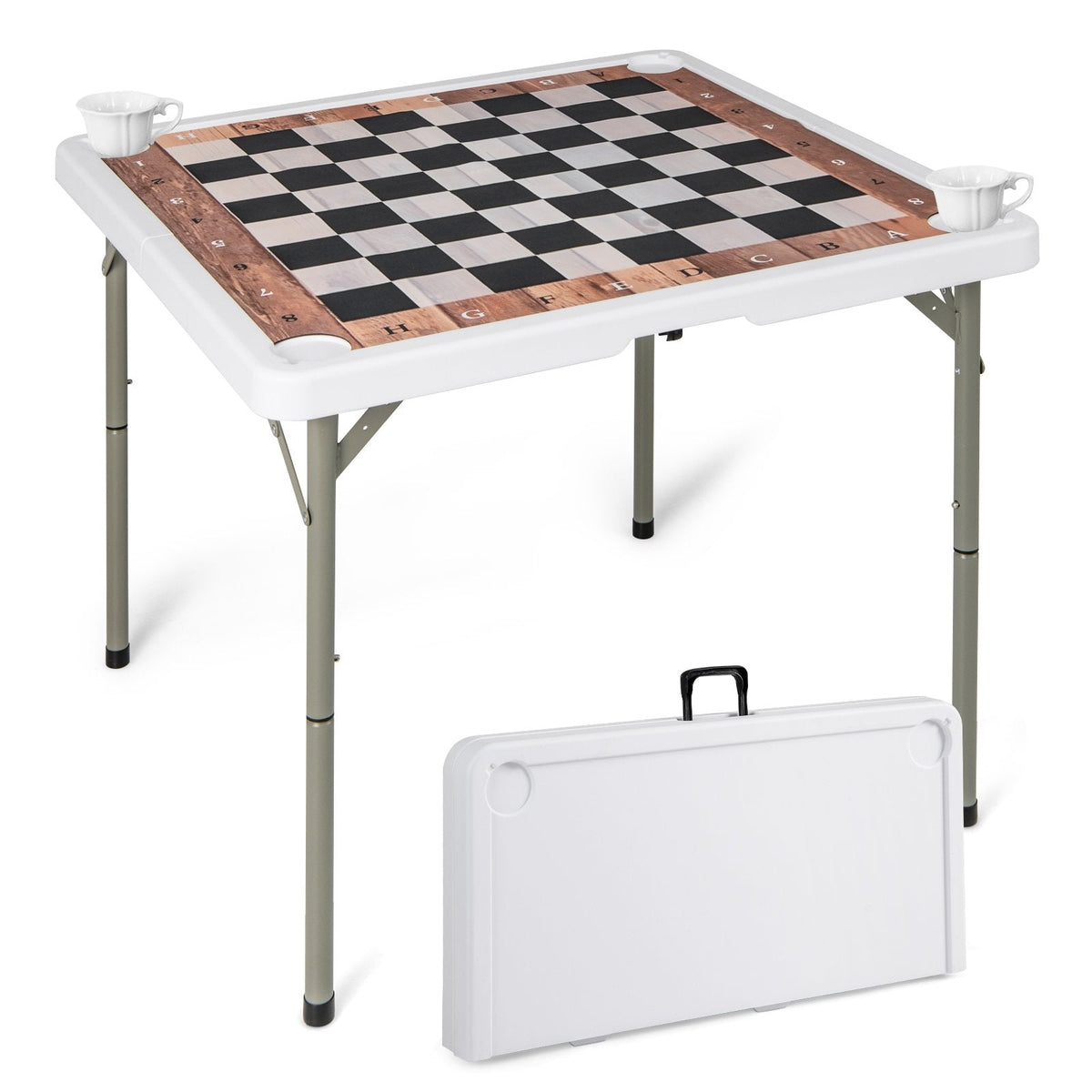 90 CM Folding Chess Table with Removable Table Mat