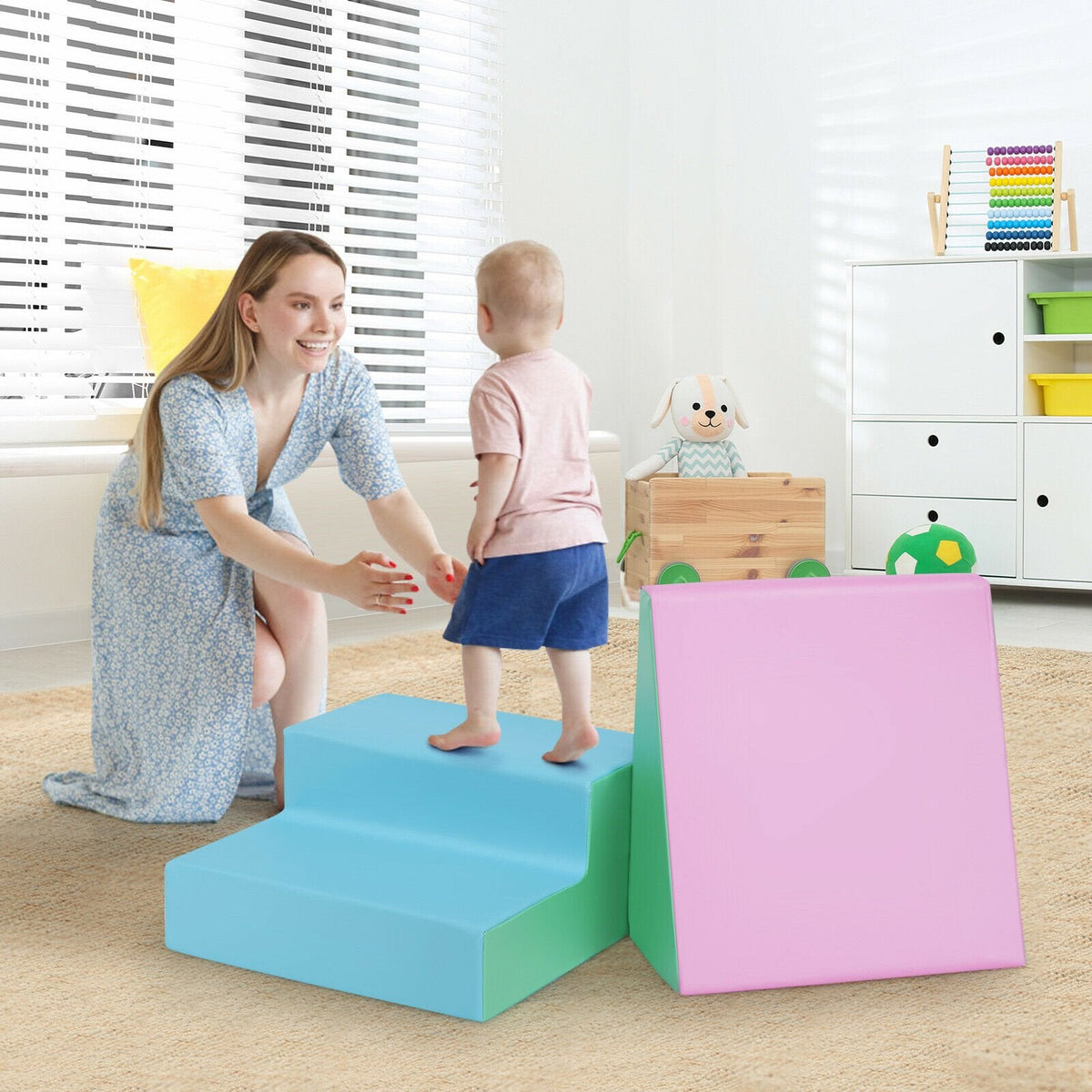 Toddler Climb and Crawl Foam Play Set-Blue & Red