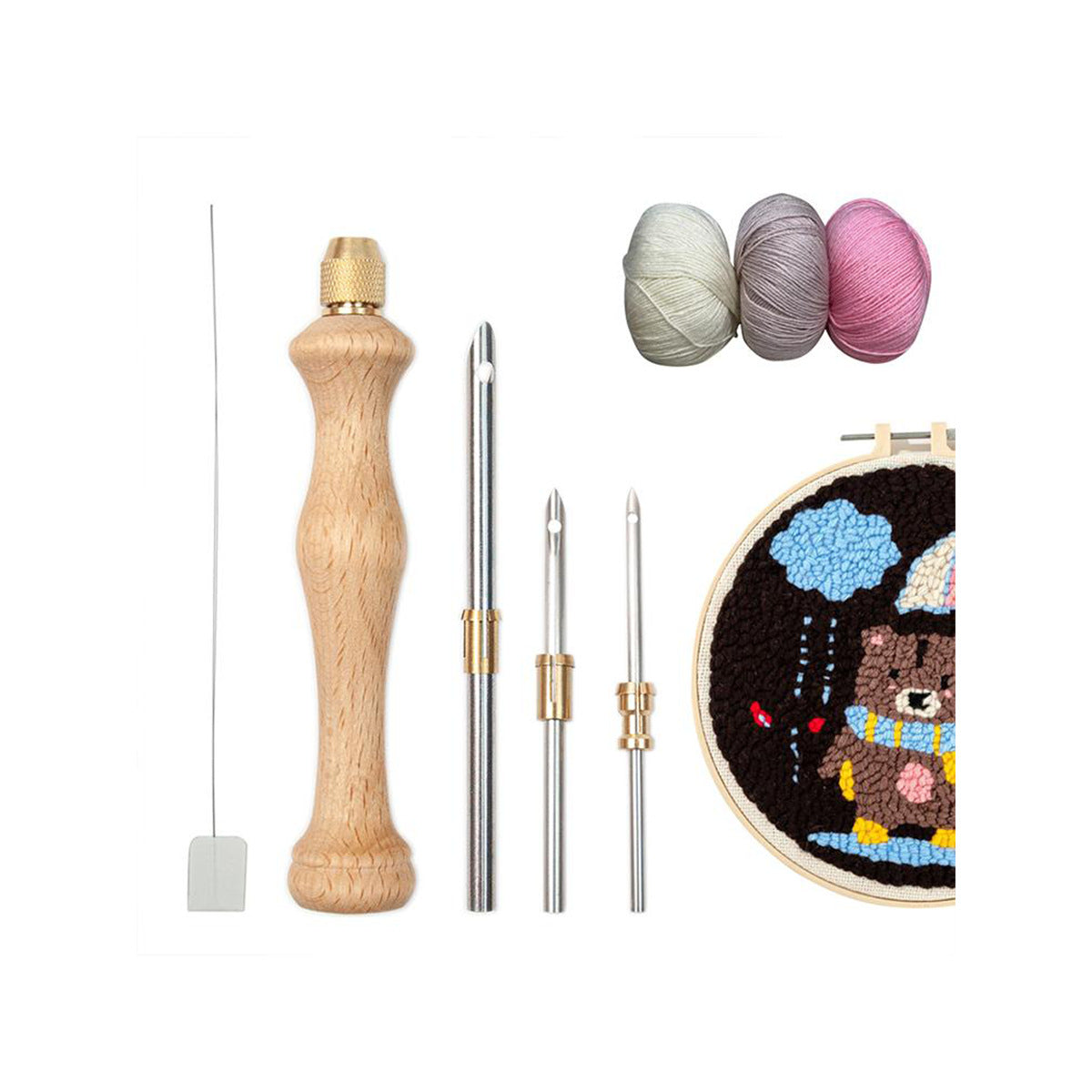 Wooden Multi-Needle Punch Needle Tool | DIY Russian Wool Embroidery Kit