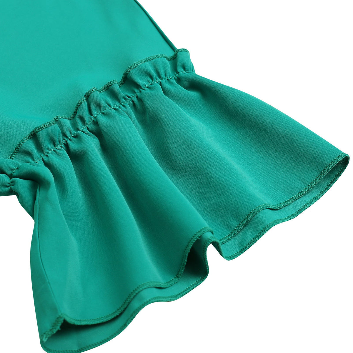 T-Shirt Women's Slash Neck Ruffle Sleeves Chiffon