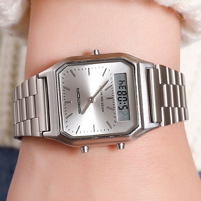 Mens Business Quartz Watch Simple Mens Wristwatch Dual Display
