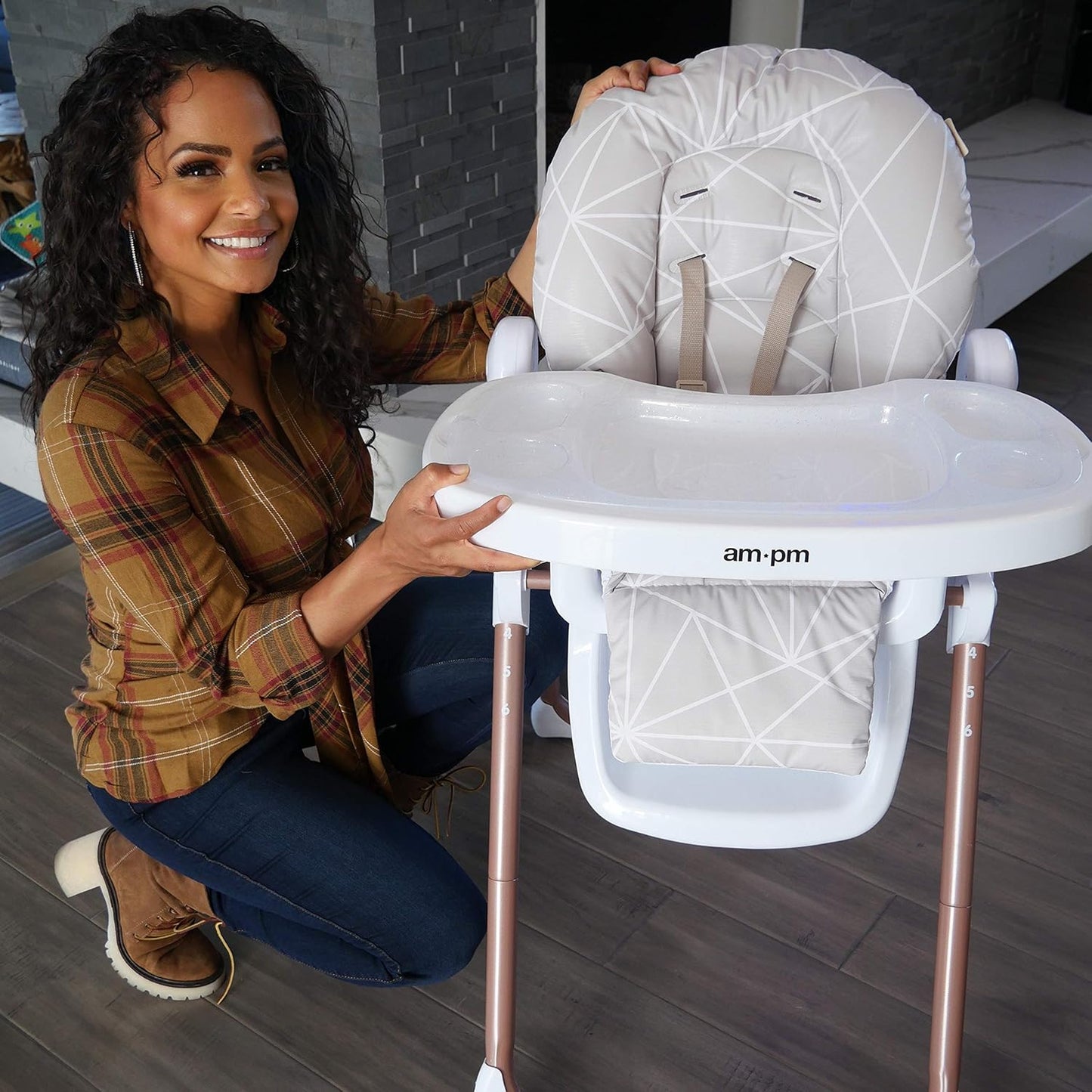 My Babiie MBHC8 Christina Milian AM:PM Geometric Mocha Premium Highchair