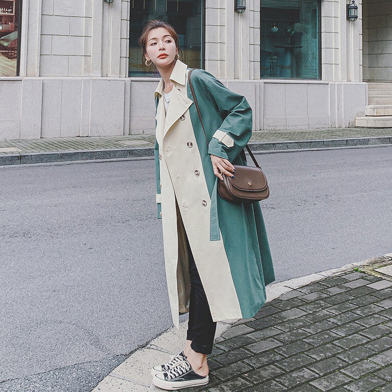 Mid-length Temperament British Style Small Over-the-knee Loose Slim Coat