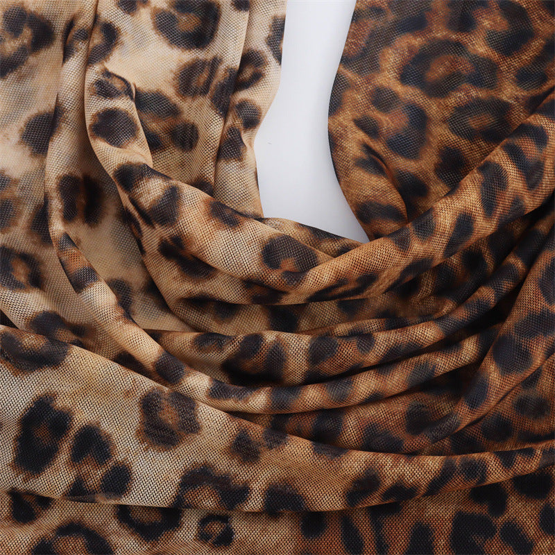 Backless Halter Leopard Print Dress Women
