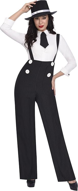 Lady Gangster Suit & Hat Fancy Dress Costume - Size 12-14