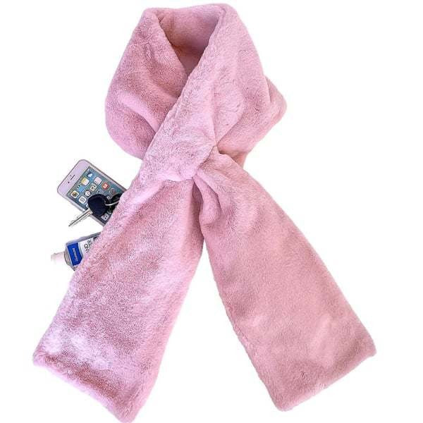 Ultra-Soft Faux Fur Pull-Through Scarf With Hidden Zipper Pocket
