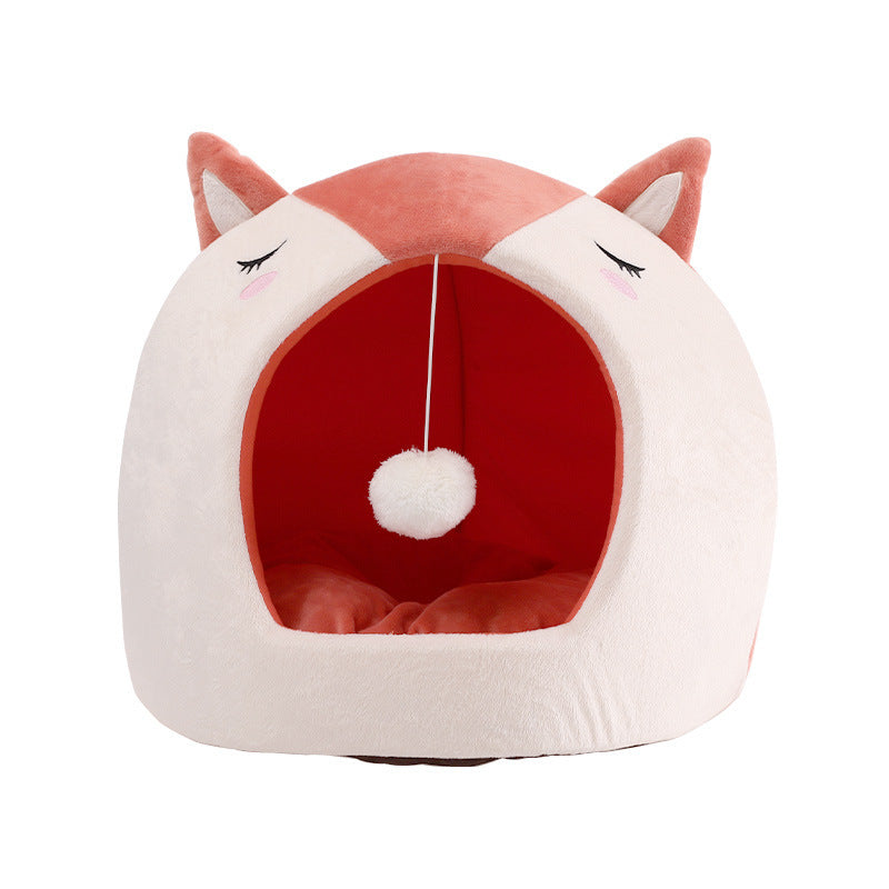 Removable And Washable Pet Nest With Funny Cat Ball