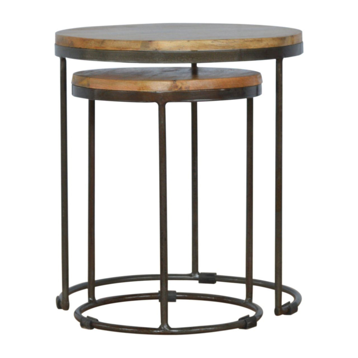 Artisan Round Stool Set of 2 with Iron Base