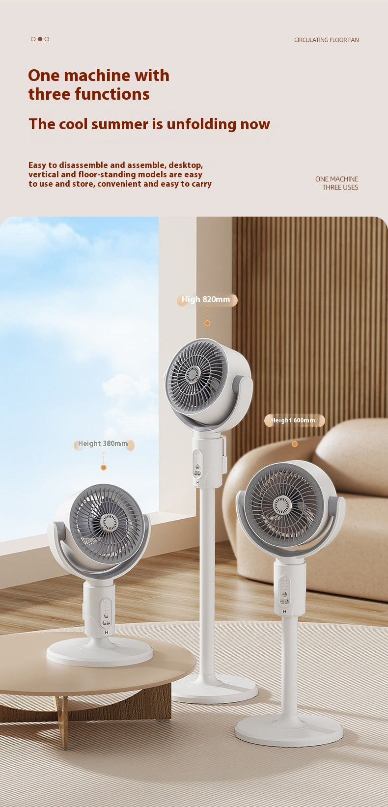 Remote Control Air Circulator Fan - 3D Oscillating Turbine Design Quiet Energy Saving Floor Standing Bladeless Cooling for Home Office Bedroom Use