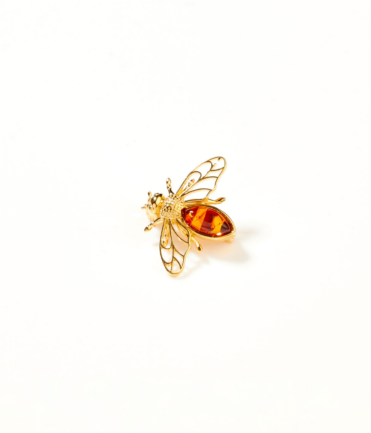 Gold Amber Bee Brooch