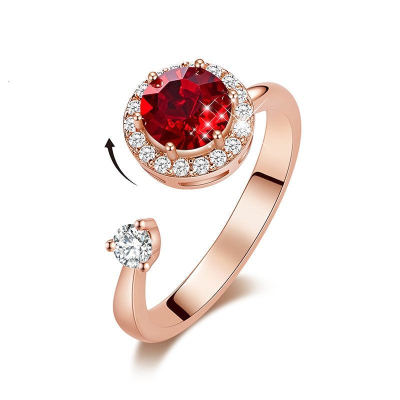 Europe and the United States new personality rotating ring female crystal ring