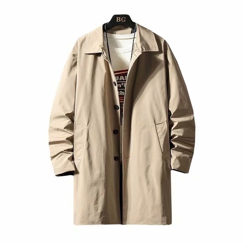 Trench Coat Men's Medium Length Spring And Autumn Leisure