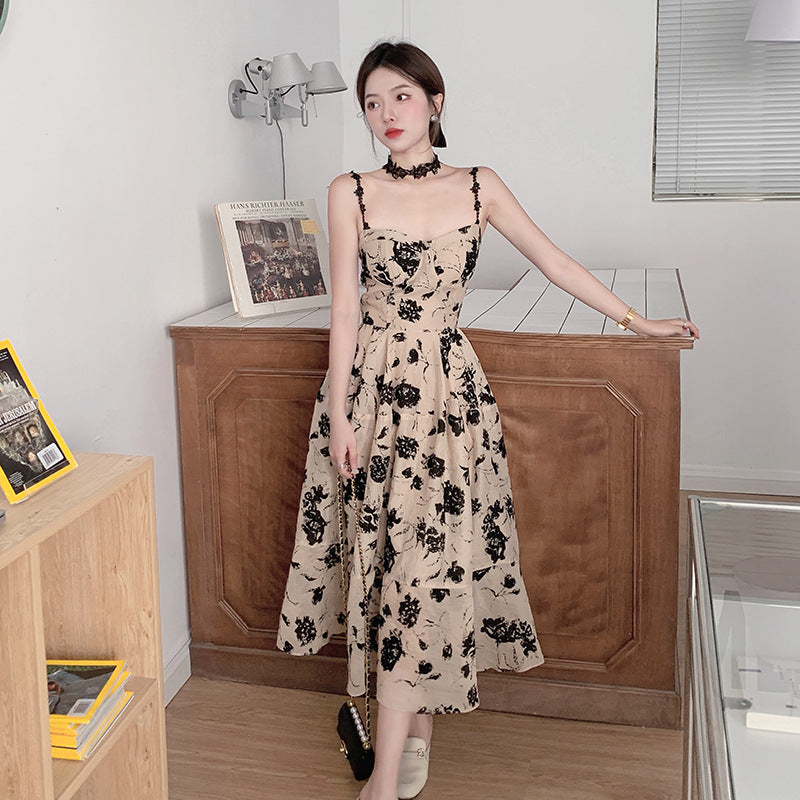 Retro Niche Design Suspender Backless Dress For Women