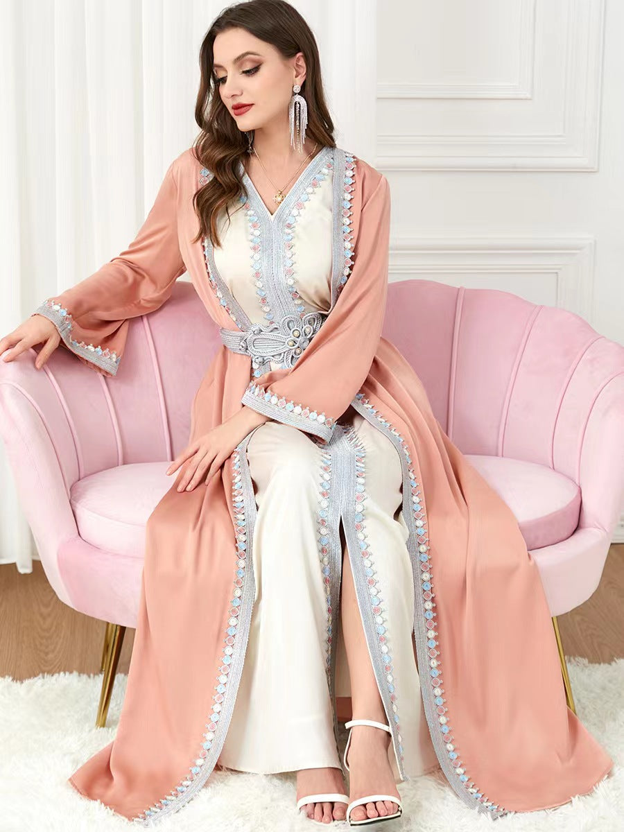 Ethnic Style V-neck Patchwork Two-piece Dress