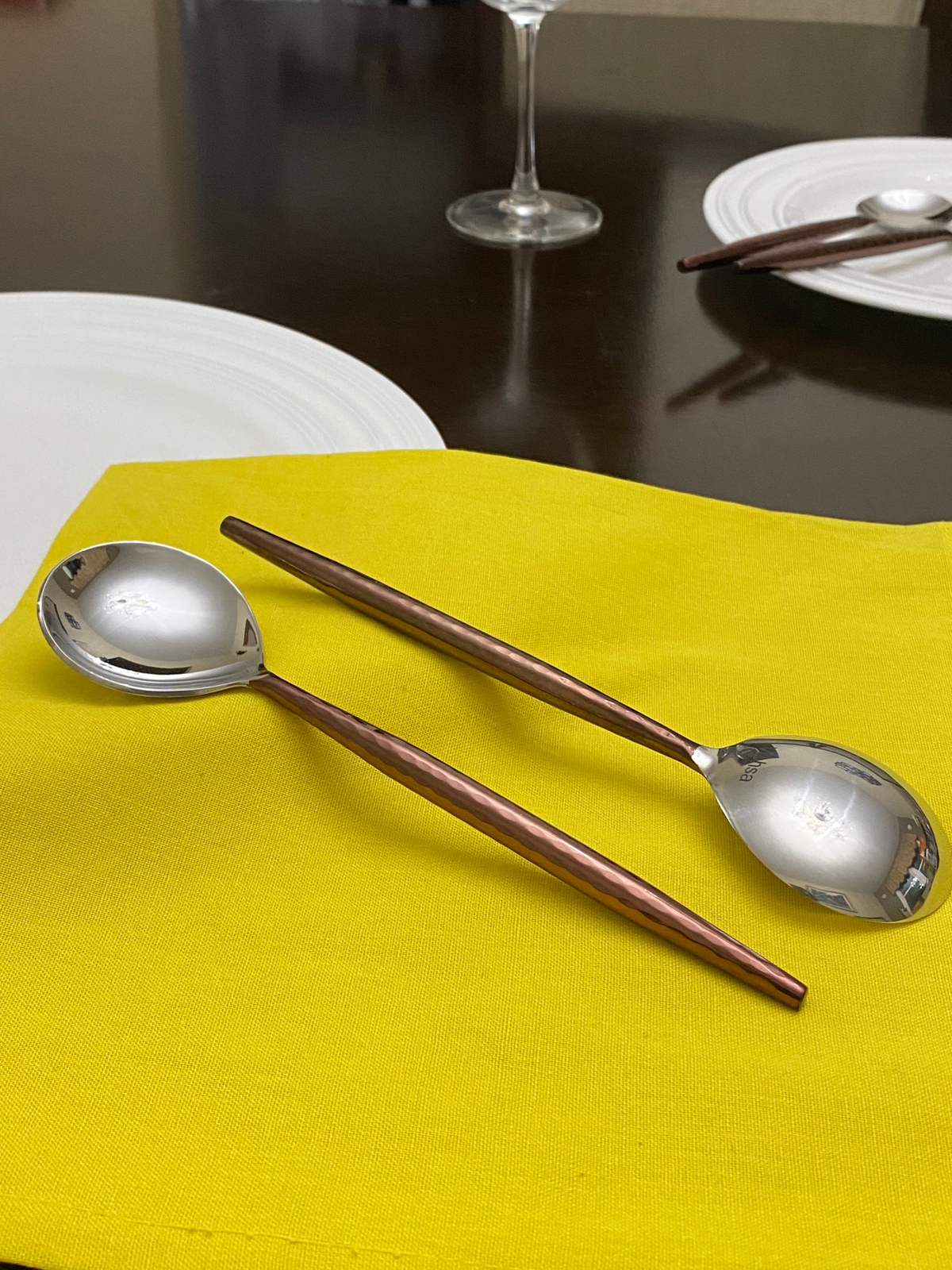 Stainless Steel Tablespoons Set of 6 Piecces-Brown