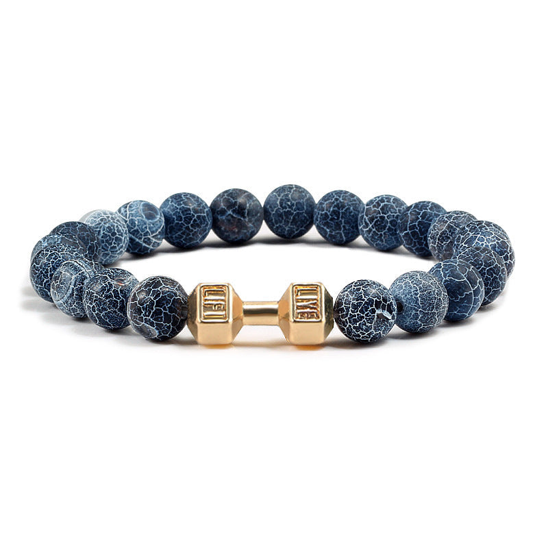 Turquoise Energy Healing Bracelet - Gun Black Barbell Bead Bracelet for Men & Women | Natural Stone Jewelry