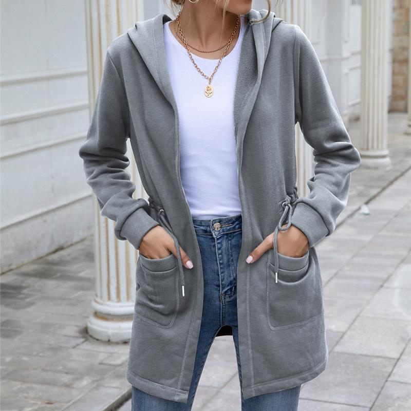 Mid-length hooded trench coat