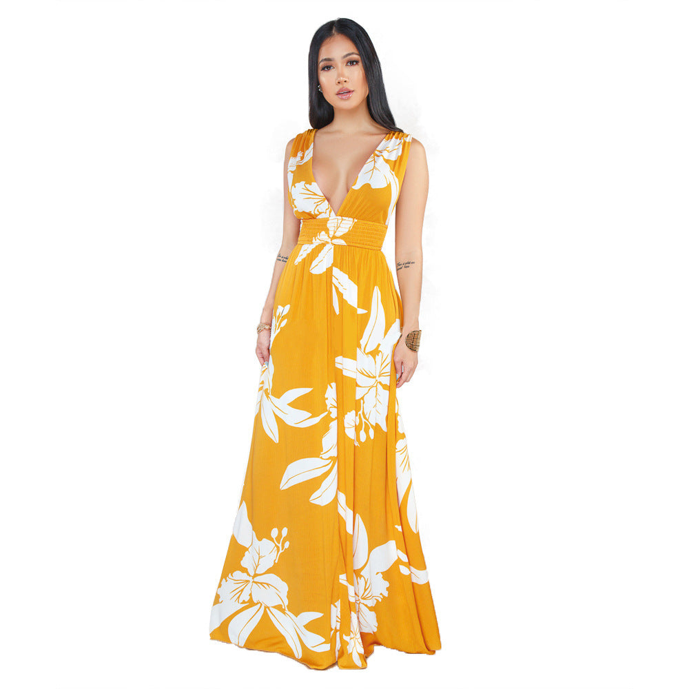 Women's Sleeveless Backless V-neck Dress
