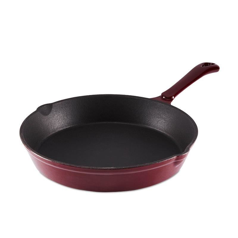 Tower Barbary & Oak Red 26cm Cast Iron Round Fry Pan