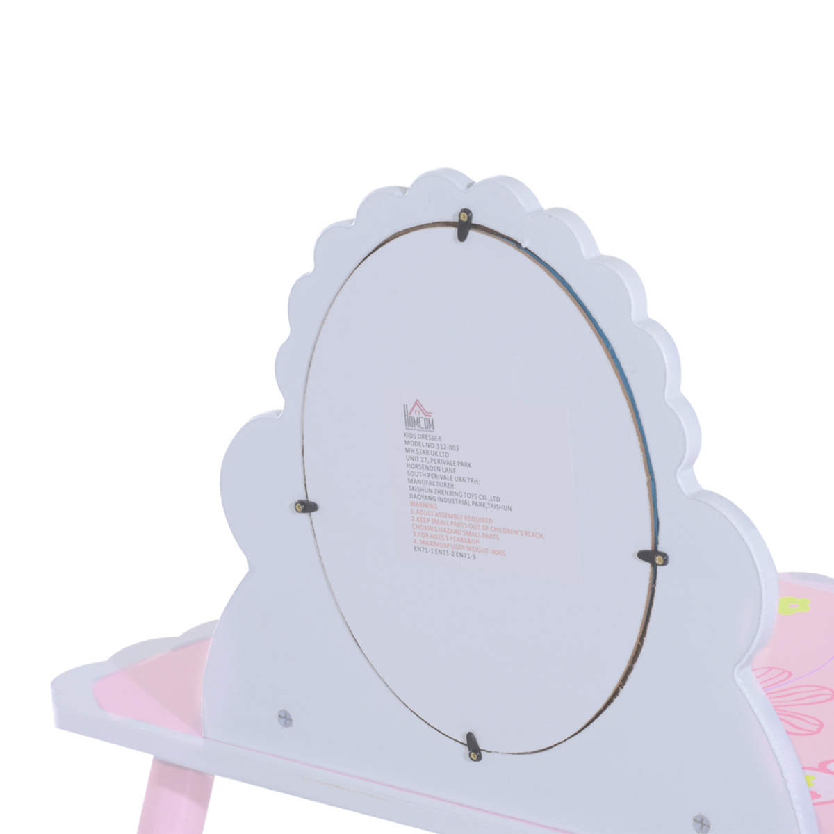 Girls Kids Pink Dressing Table Make Up Play Set Desk Chair Mirror HOMCOM