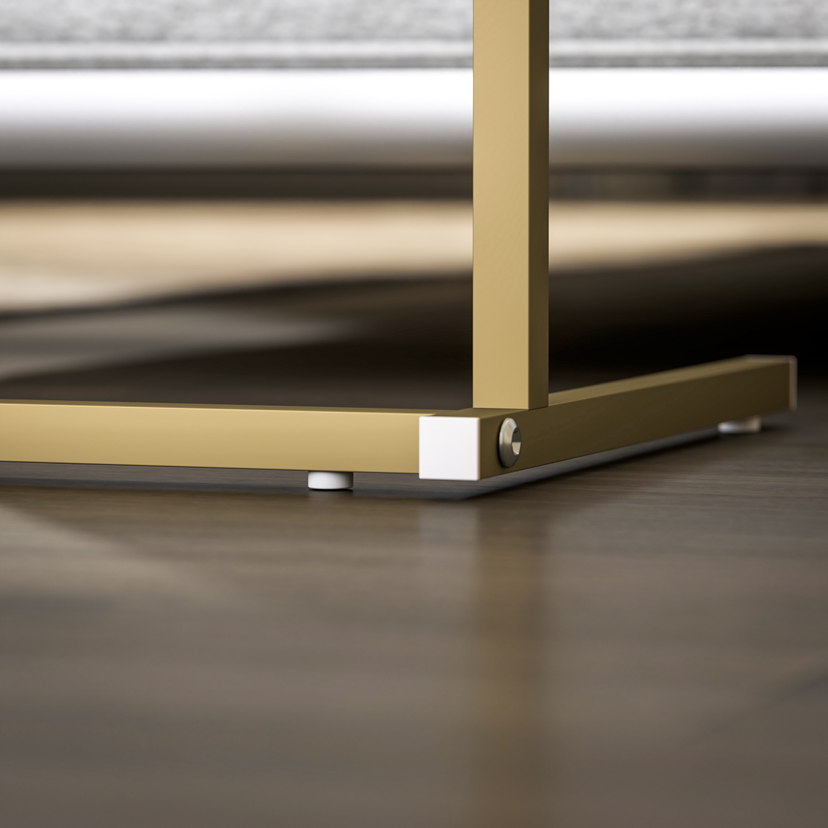 HOMCOM C-Shaped Side Table with Charging Station, Modern Bedside Table
