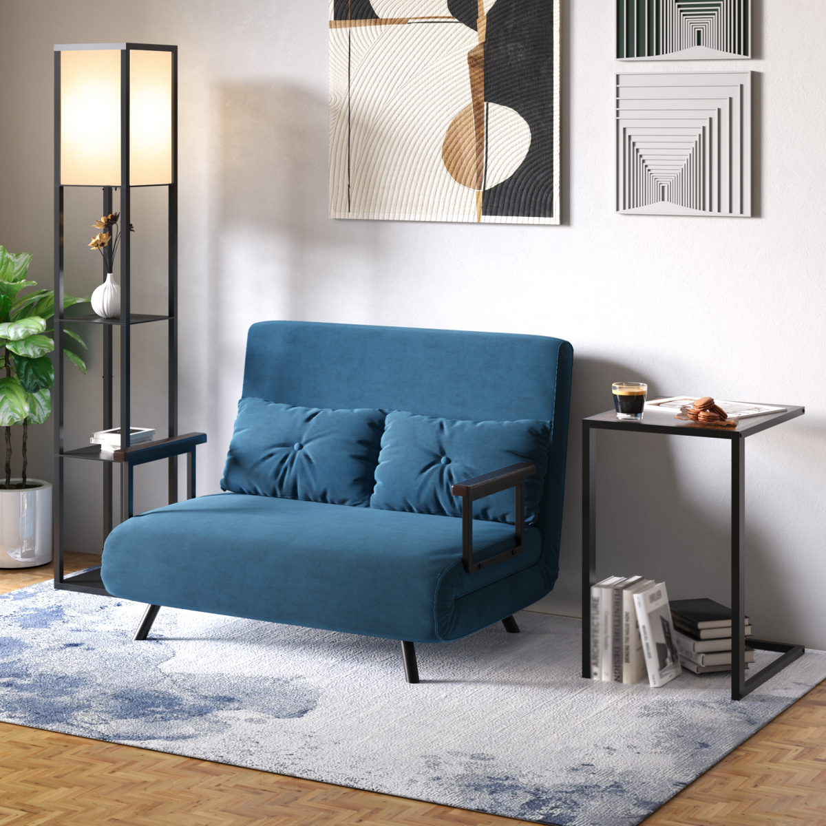 Steel Frame C-Shaped Side Table Brown