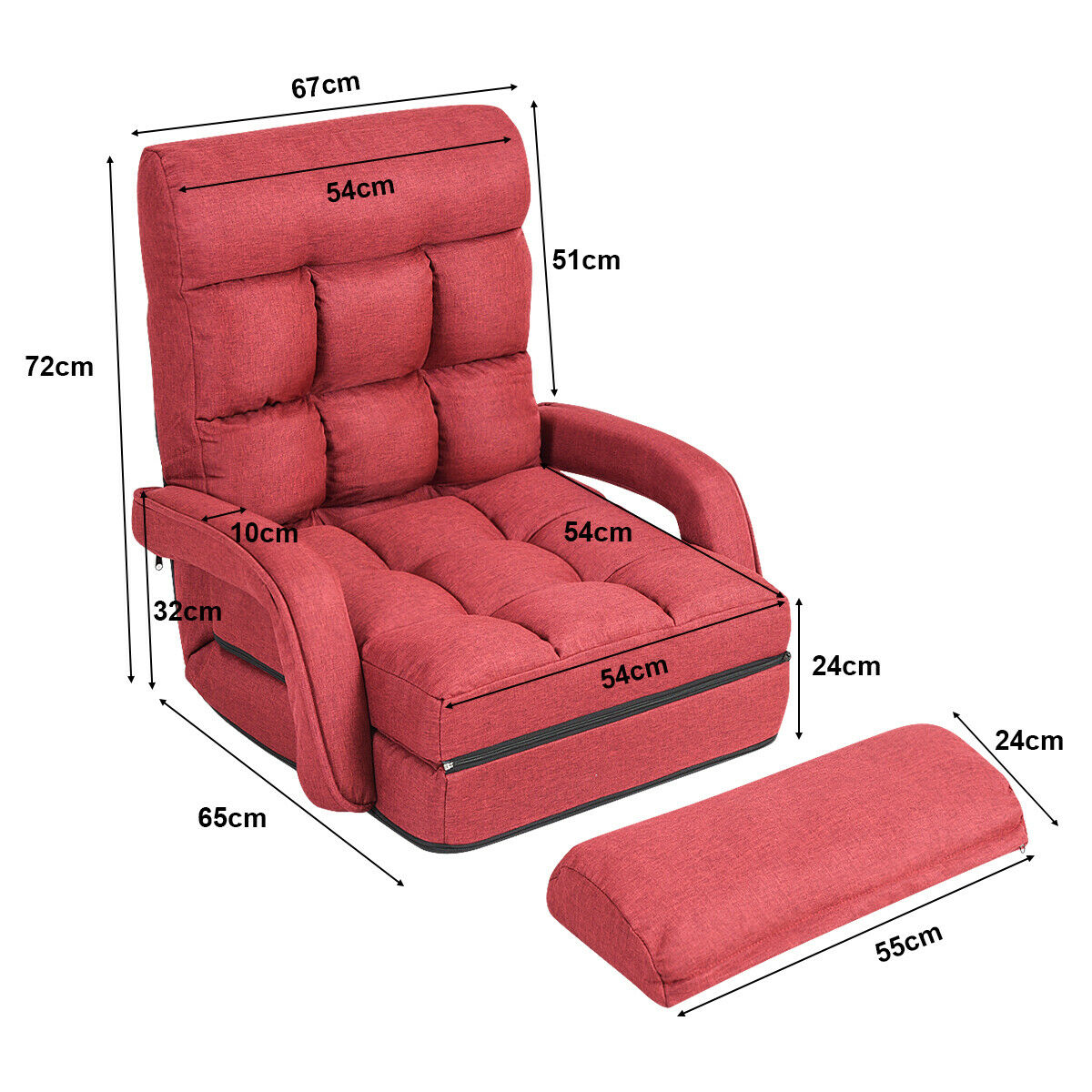 Adjustable Folding Floor Lazy Chair with Pillow-Blue