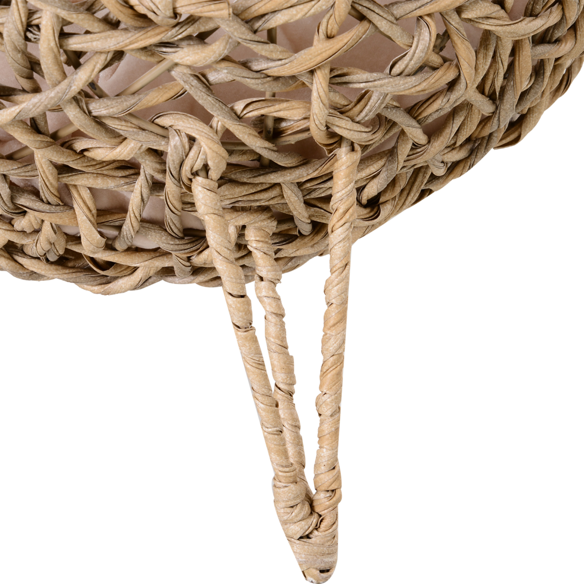 Wicker Cat House, Ball-Shaped Rattan Raised Cat Bed - Natural Wood Finish