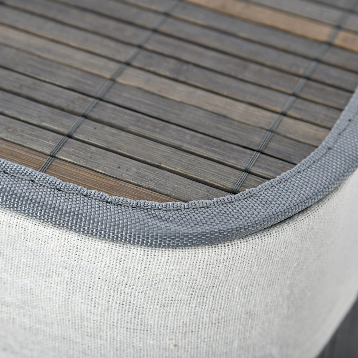 100L Bamboo Laundry Basket with Flip Lid Foldable, Grey Lining,