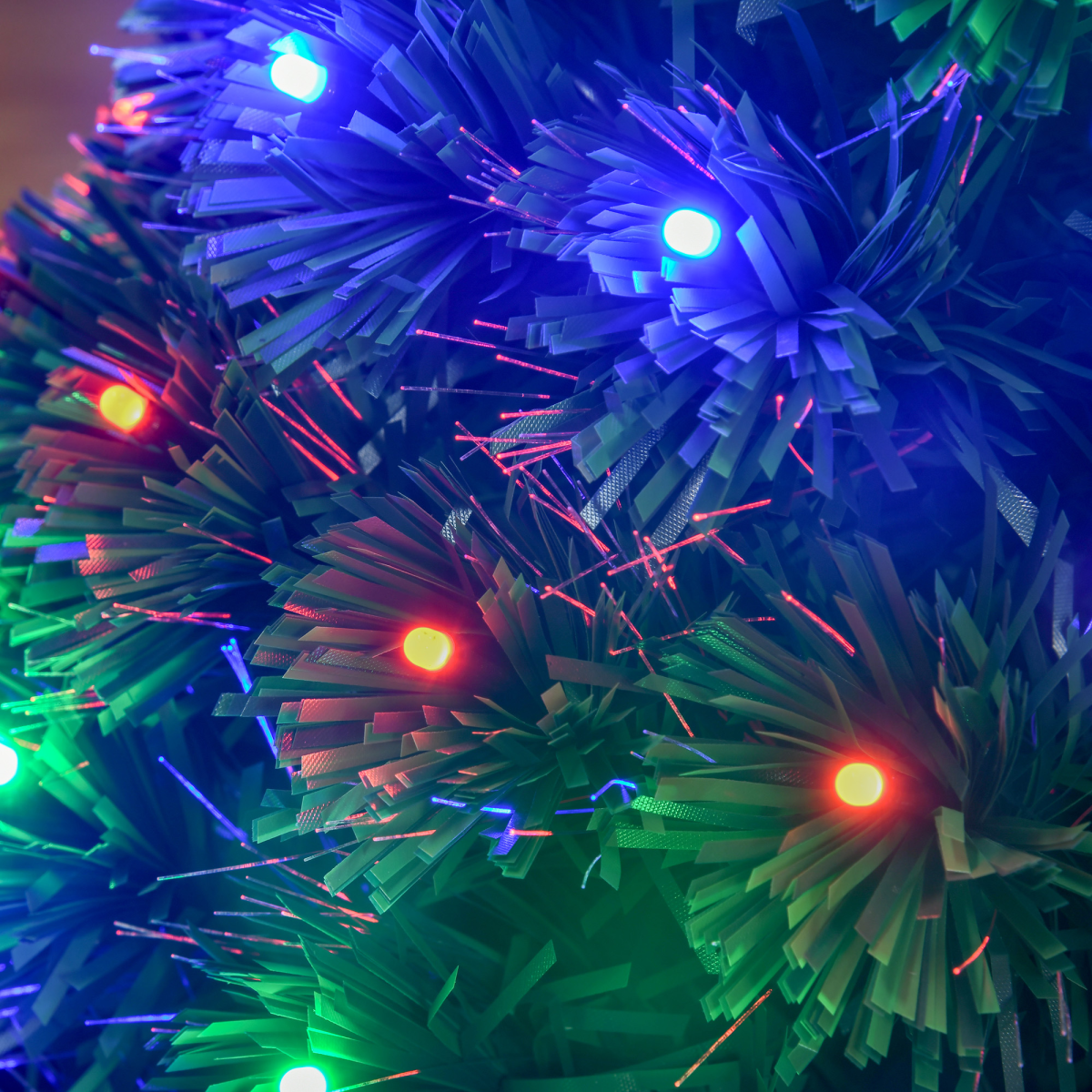 3ft Prelit Artificial Christmas Tree with Multi-Coloured Fiber Optic LED Green