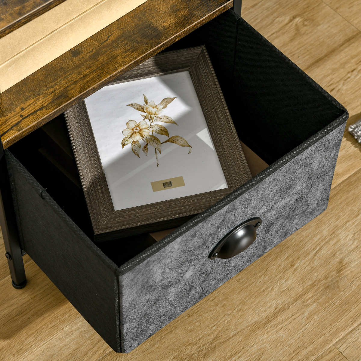 HOMCOM Side Table Vintage Nightstand Coffee Table w/ Drawer for Living Room