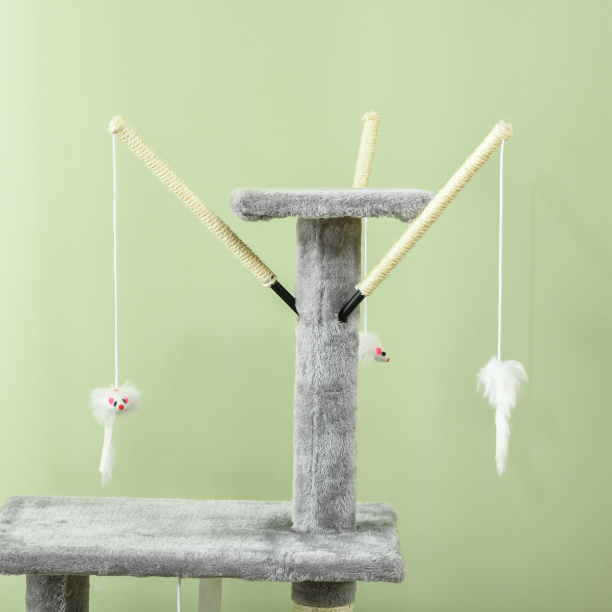PawHut Cat Tree Kitty Activity Centre Scratching Post With Toys 5-tier Grey
