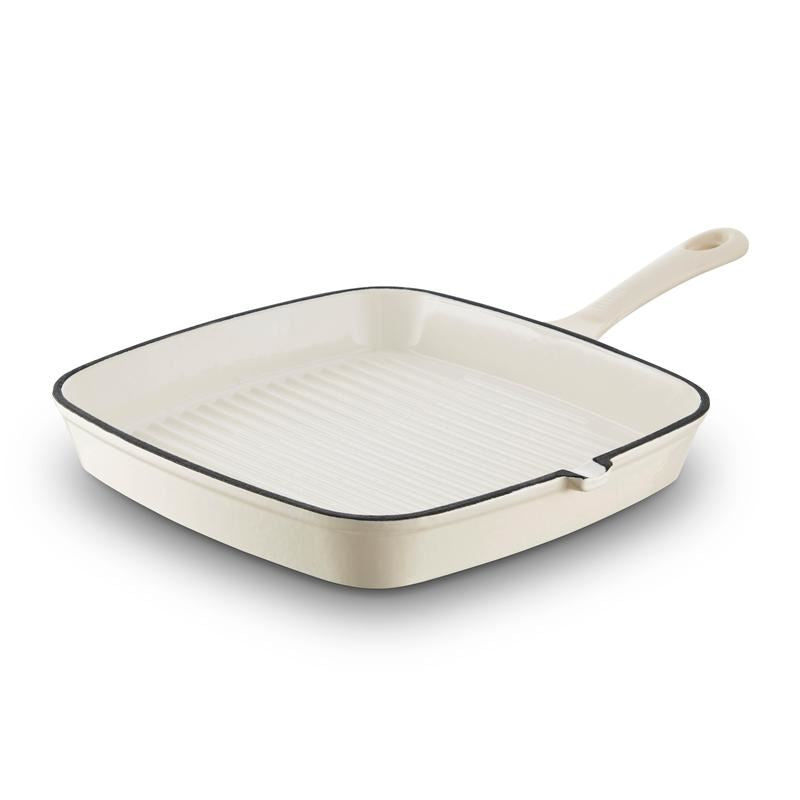 Tower Barbary & Oak Cream 23cm Cast Iron Grill Pan